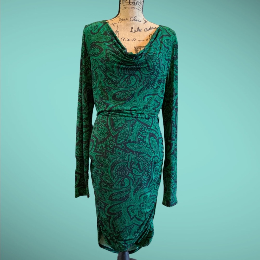 Michael Kors Dress Size L Palmetto Green Paisley